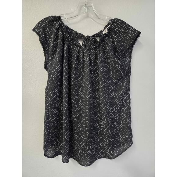 LC Lauren Conrad Black White Polka Dot Blouse Top Size Small Ruffle - Picture 1 of 5